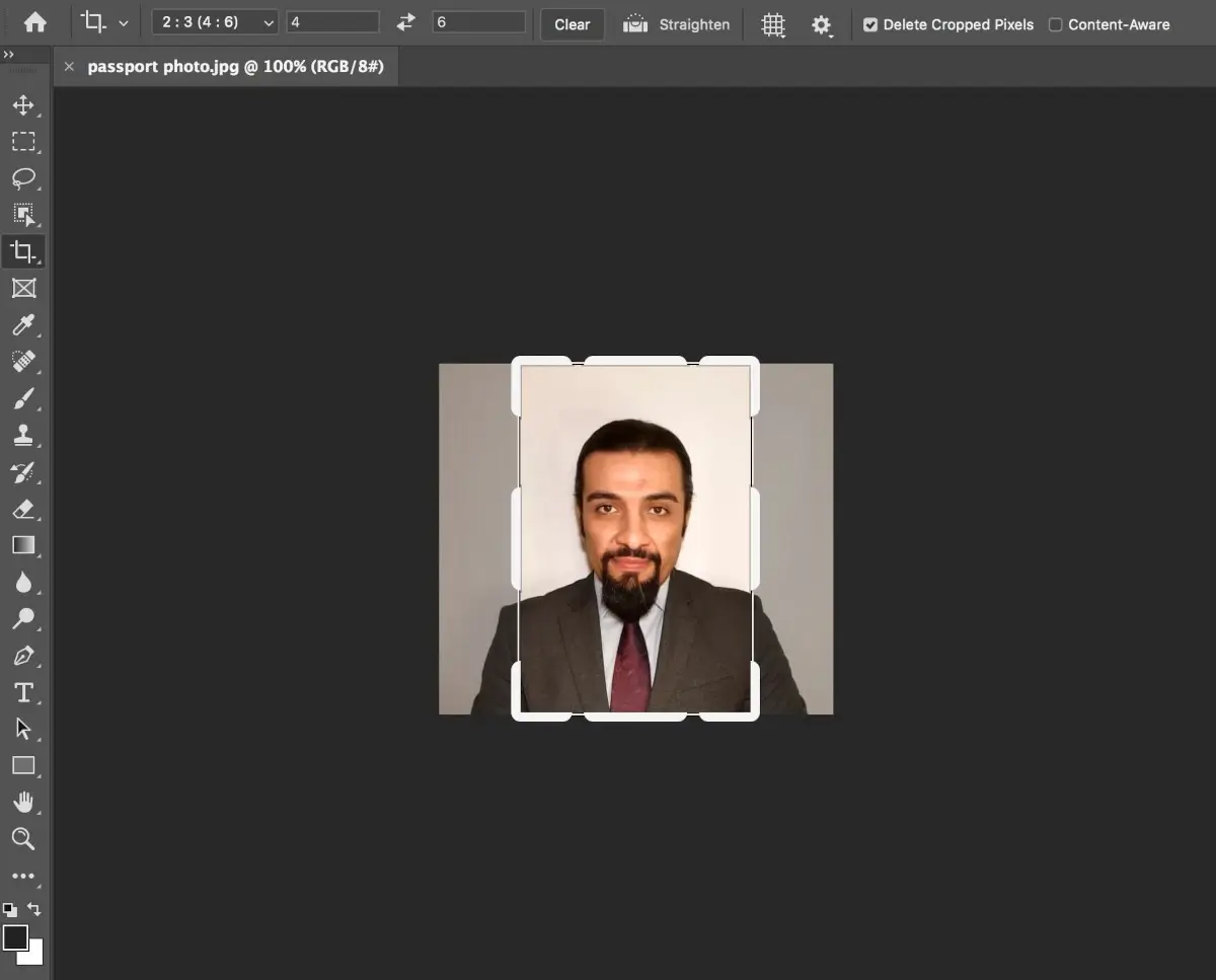How to crop a Bahrain passport photo at Photoshop