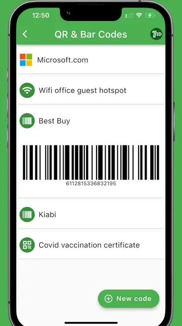 7ID App: Keep QR codes and Bar codes on your phone