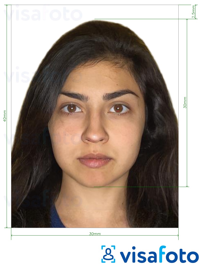 Example of photo for Armenia ID card 3x4 cm with exact size specification