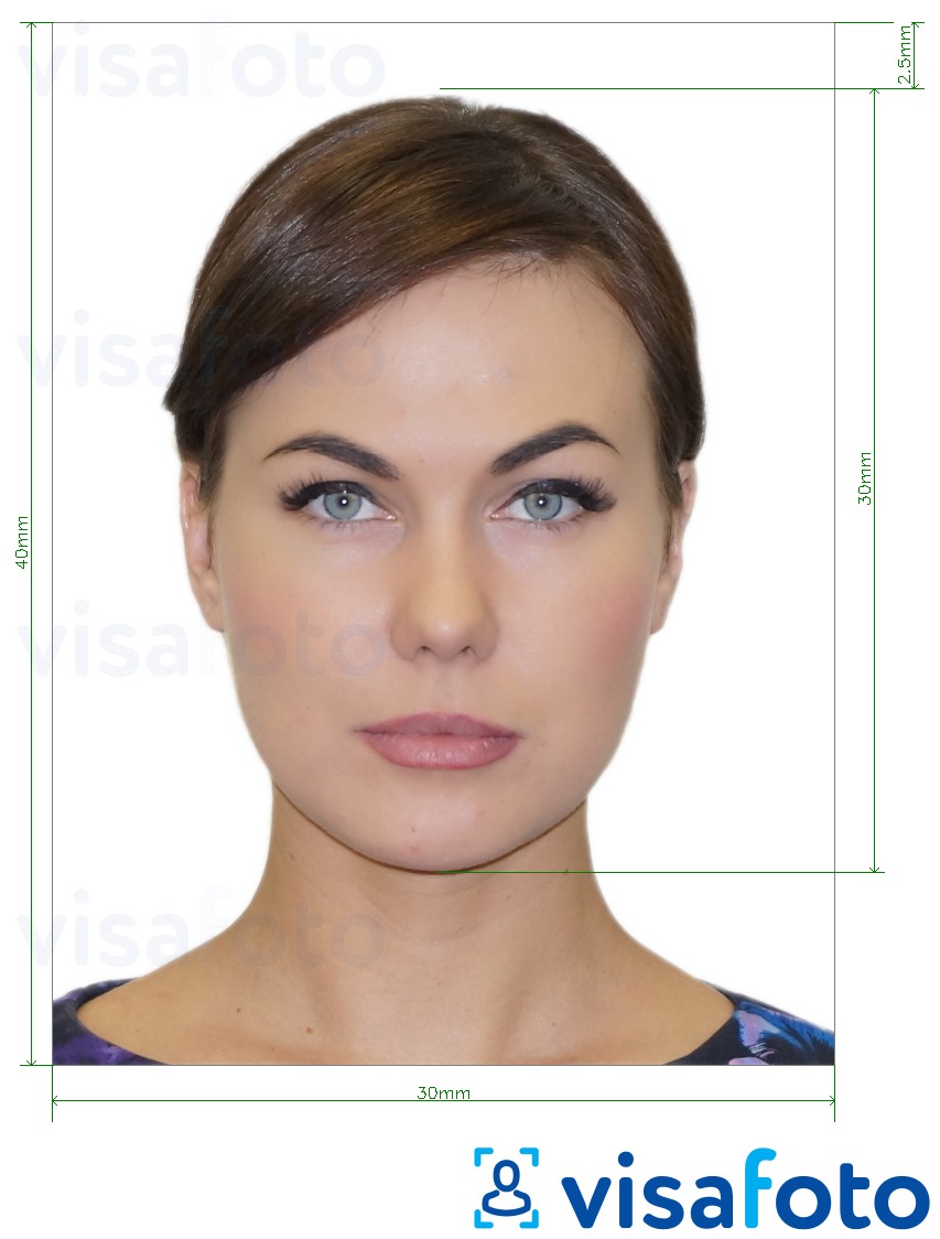 Example of photo for Brazil ID card 3x4 cm (30x40 mm) with exact size specification