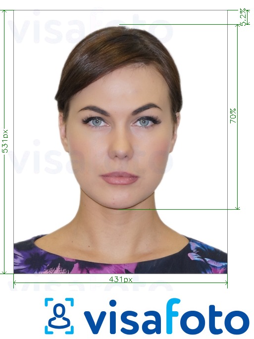 Example of photo for Brazil Passport online 431x531 px with exact size specification