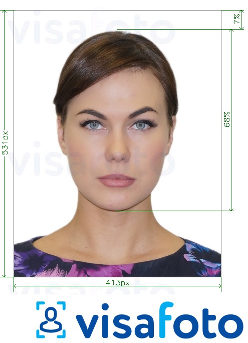 Example of photo for Brazil visa online 413x531 px via VFSGlobal with exact size specification