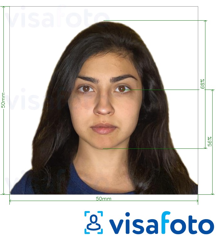 Example of photo for Chile Visa 5x5 cm with exact size specification