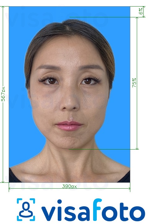 Example of photo for Putonghua Proficiency Test 390x567 pixels blue background with exact size specification
