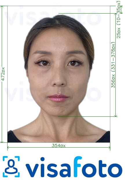 Example of photo for China Visa online 354x472 - 420x560 pixels with exact size specification