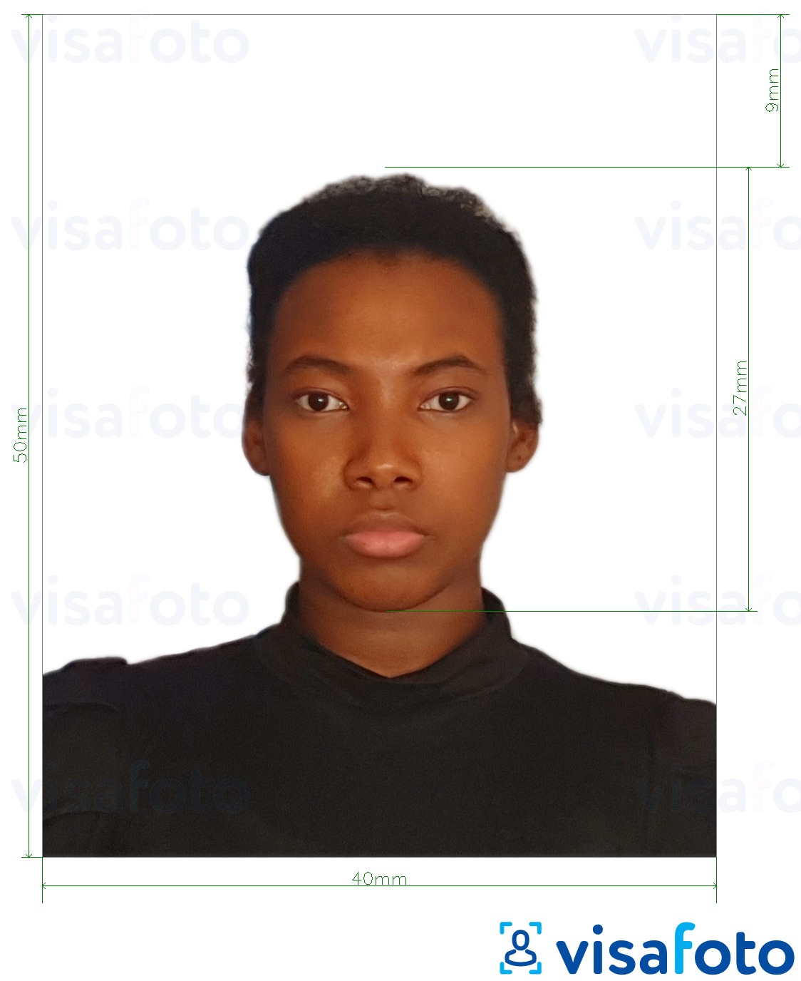 Example of photo for Colombia ID card 4x5 cm with exact size specification