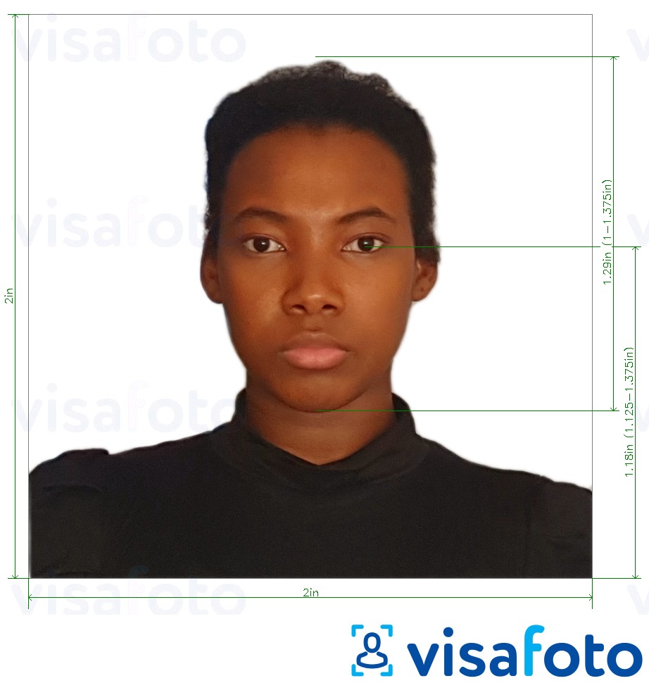 Example of photo for Dominican Republic passport 2x2 inch with exact size specification