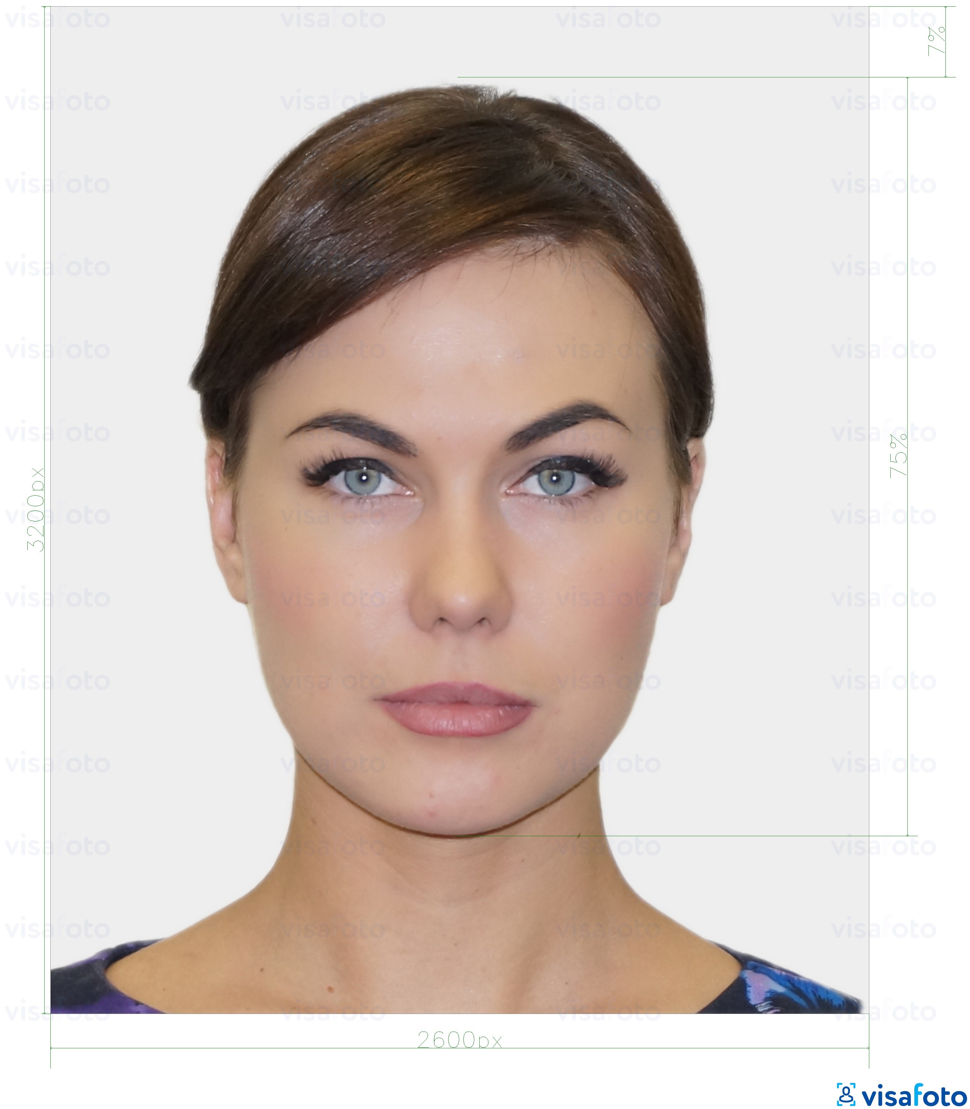 Exemplo de foto para Cartão de identidade digital residente da Estónia 1300x1600 píxeis com especificação exata de dimensão