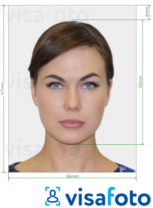 Example of photo for Finland Passport 36x47 mm with exact size specification