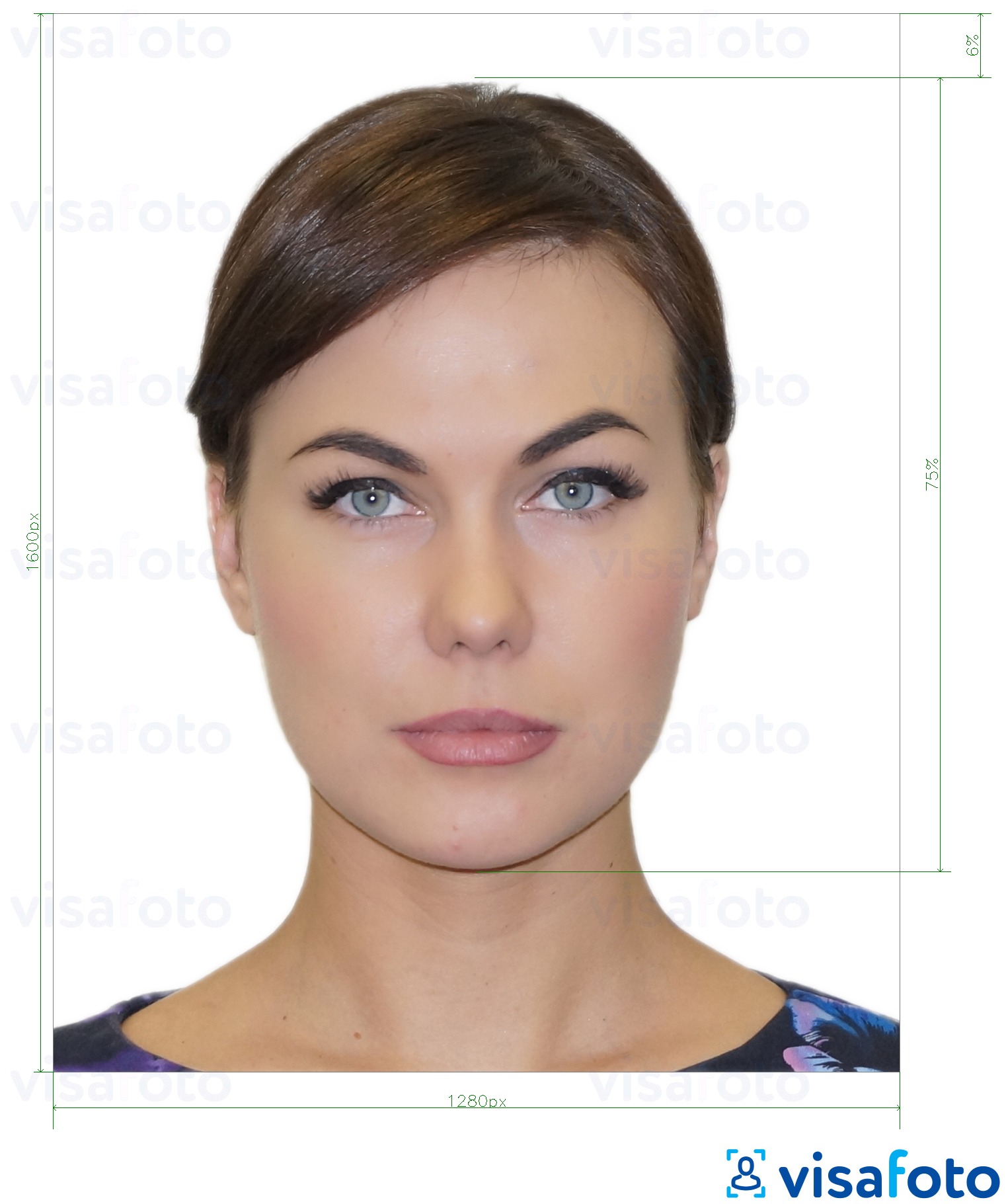 Example of photo for Greece driving license 1280x1600 pixels with exact size specification