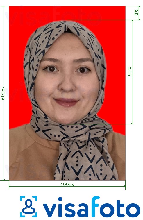 Example of photo for Indonesia e-visa registration with exact size specification