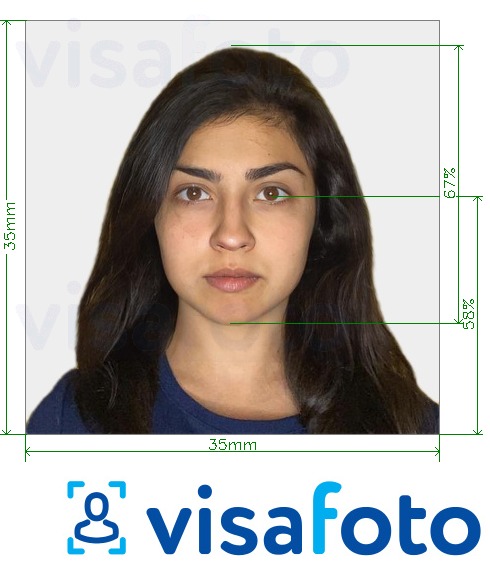 Example of photo for India FRRO (Foreigner Registration) 35x35 mm online with exact size specification