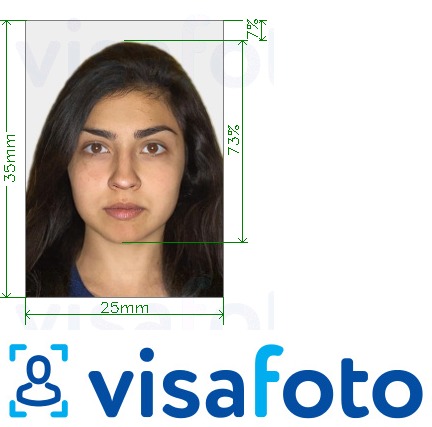 Example of photo for India PAN card 25x35mm (2.5x3.5cm) with exact size specification