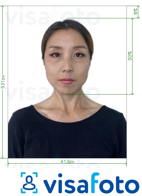 Example of photo for Korea passport online with exact size specification