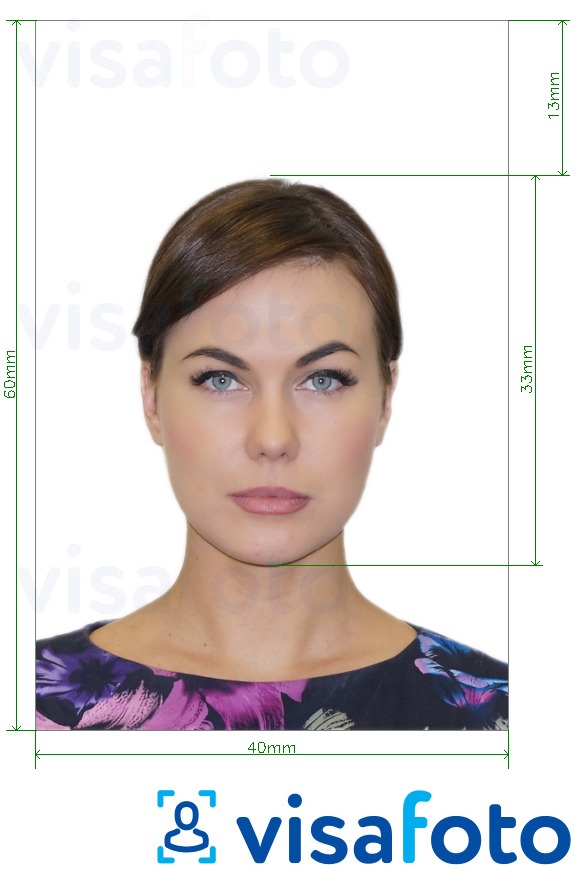 Example of photo for Lithuanian ID card 40x60 mm (4x6 cm) with exact size specification