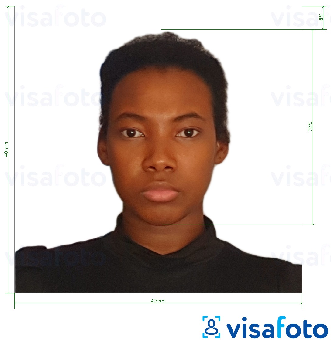 Example of photo for Madagascar ID card 40x40 mm with exact size specification