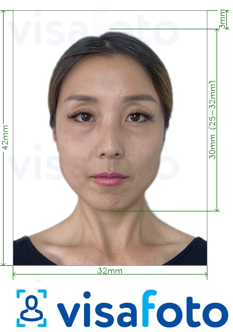 Example of photo for Macau driving licence 32x42 mm with exact size specification