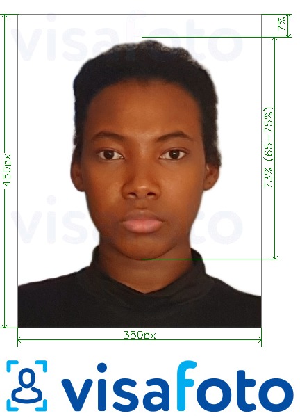 Example of photo for Nigeria online visa 200-450 pixels with exact size specification