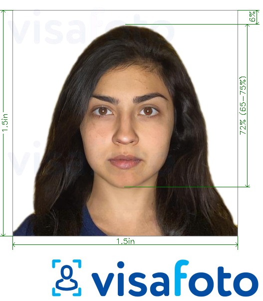Example of photo for Nepal online visa 1.5x1.5 inches with exact size specification