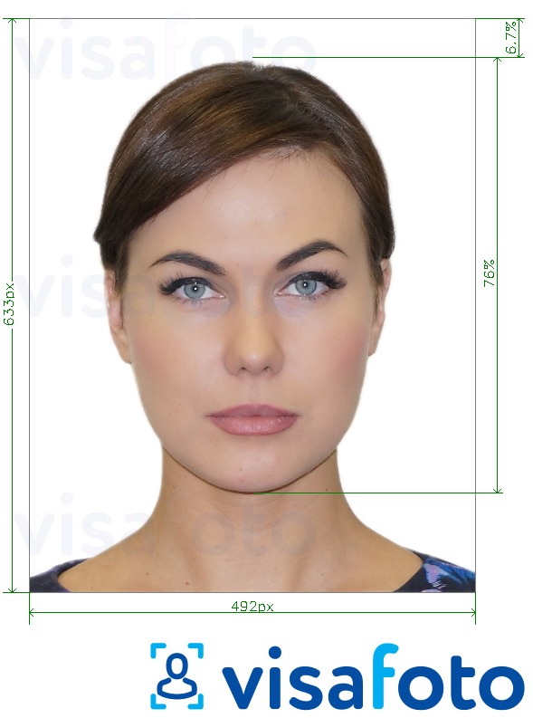 Ejemplo de foto para Tarjeta de identificación de Polonia en línea 492x633 píxeles con la especificación del tamaño exacto