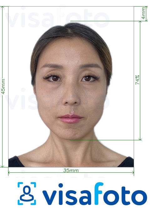 Example of photo for Singapore passport offline 35x45 mm (3.5x4.5 cm) with exact size specification