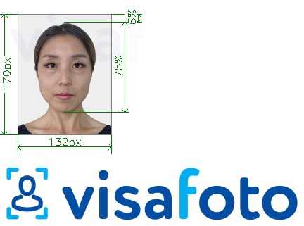 Example of photo for Thailand visa 132x170 pixel with exact size specification