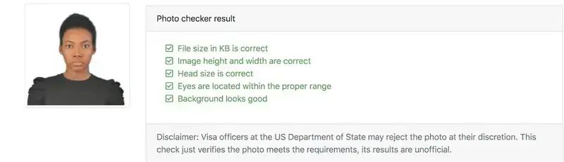 Example of a valid US passport photo