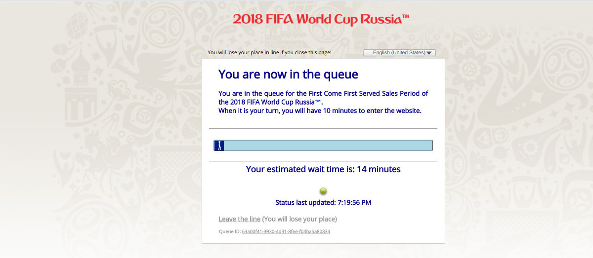 FIFA 2018 World Cup tickets queue