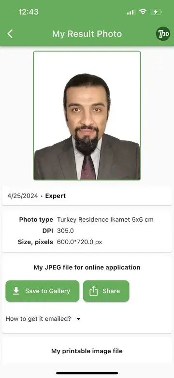 7ID App: Turkish Residence Permit Photo in seconds