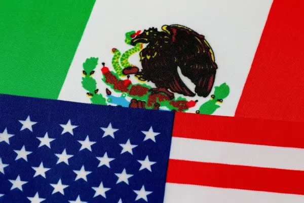 Mexico and USA flags together