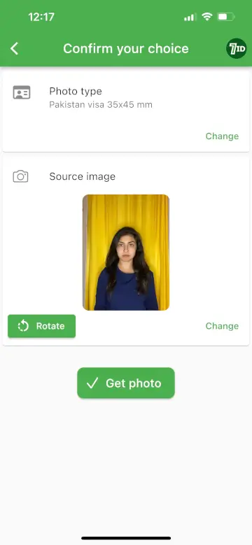 7ID App: Pakistan Visa Photo Size