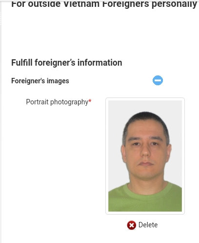 越南签证在线申请照片上传屏幕