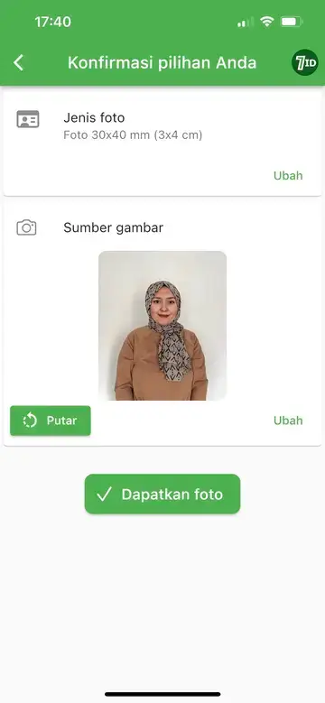 Aplikasi 7ID: Ukuran Foto Paspor 3x4