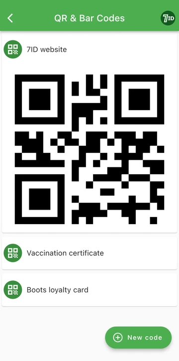 Барномаи 7ID: Рамзҳои QR-и худро дар як ҷо нигоҳ доред