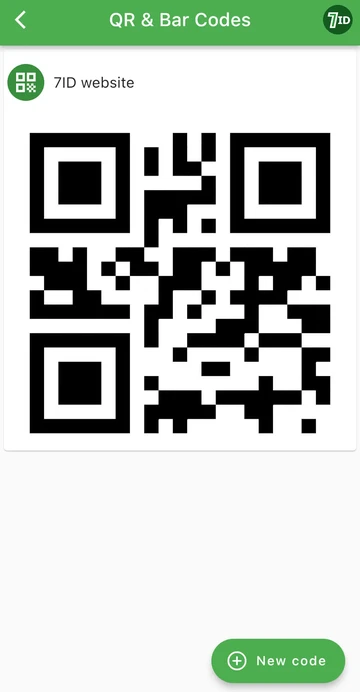 7ID 앱: 휴대폰에 QR 코드 저장