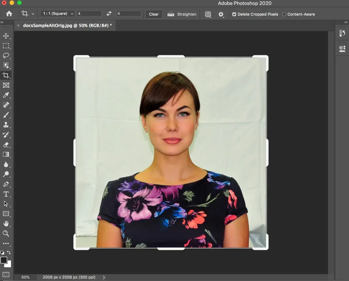 How to crop a 4x4 cm passport photo at Photoshop