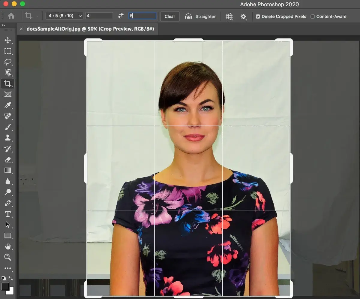How to crop a 4x5 cm passport photo at Photoshop