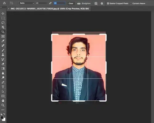 How to crop a Bangladesh passport photo at Photoshop