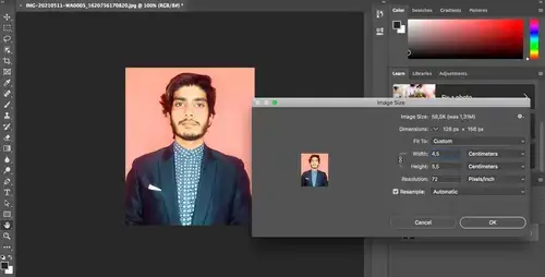 Cropping a Bangladesh passport photo at Photoshop