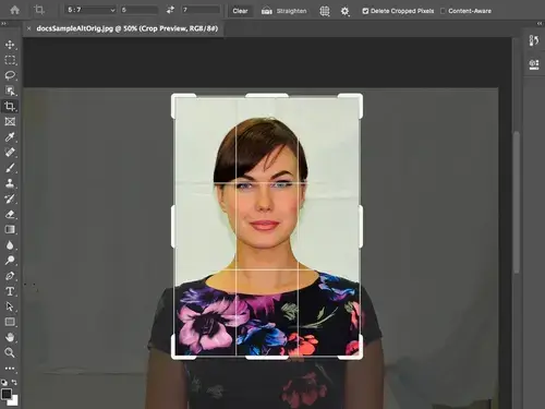 Cropping a Canada passport photo at Photoshop