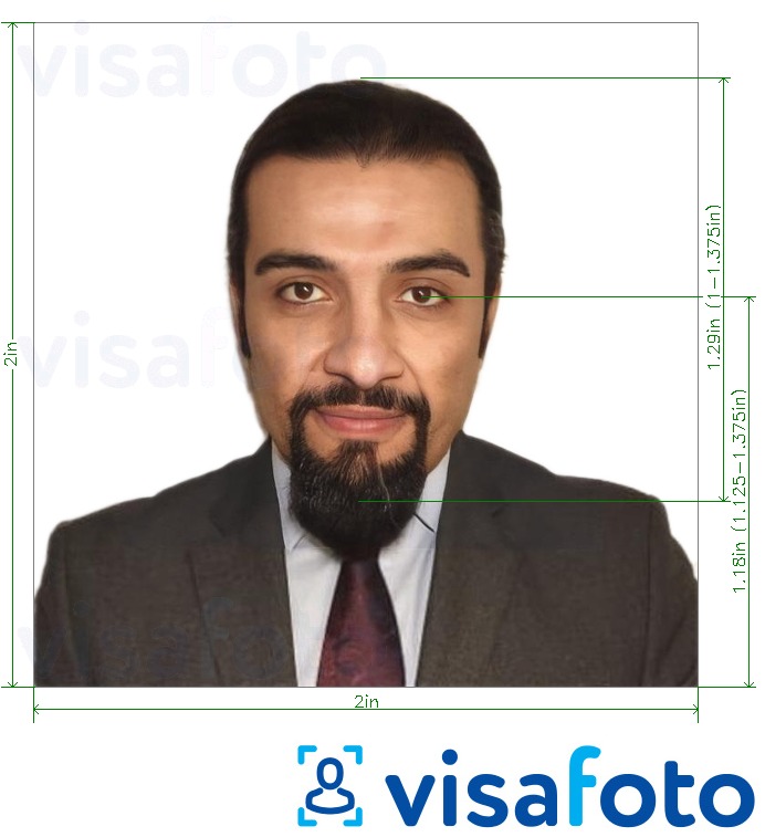 Example of photo for UAE Register Arrivals 600x600 pixels with exact size specification