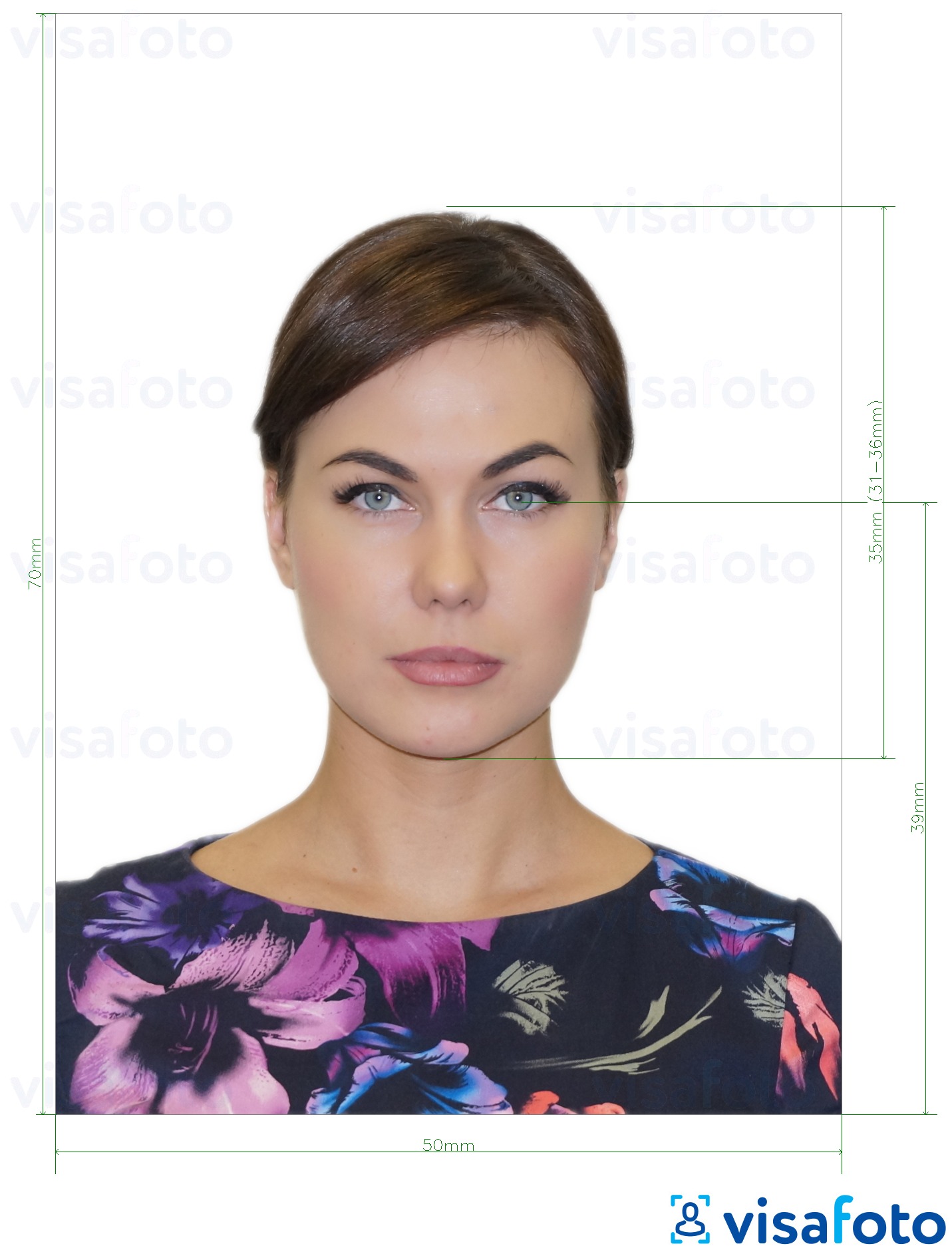 Example of photo for Canada security licence 5x7 cm with exact size specification