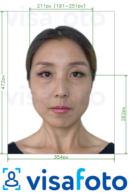 Example of photo for China Passport online 354x472 pixel old format with exact size specification
