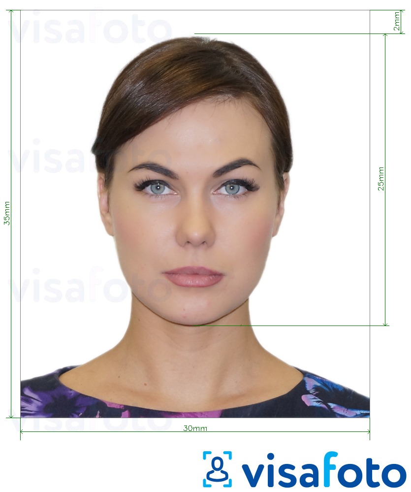 Example of photo for Costa Rica ID card 3x3.5 cm with exact size specification