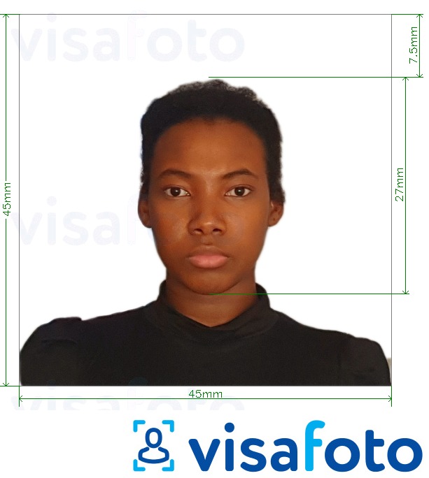 Example of photo for Cuba tourist card 45x45 mm with exact size specification