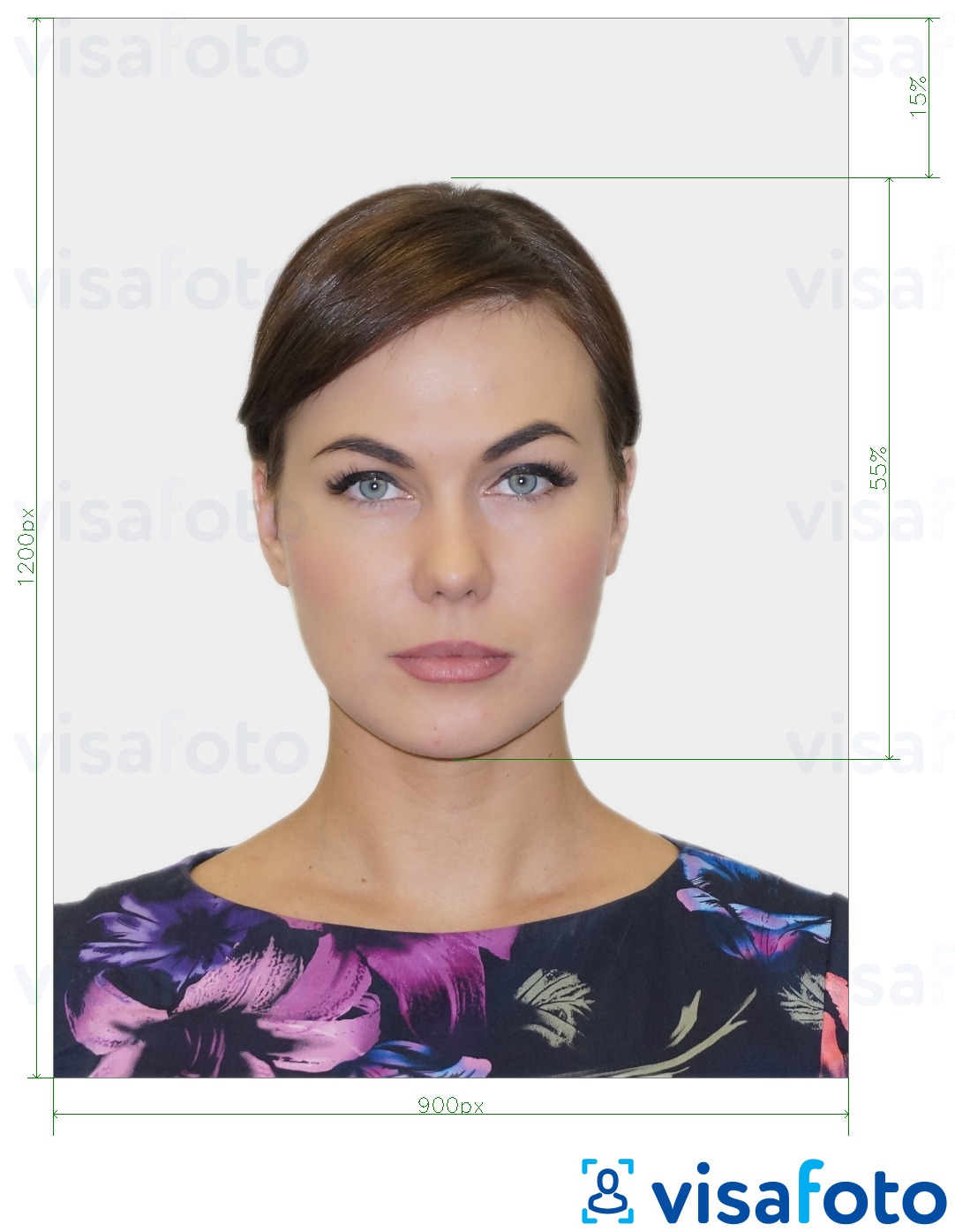 Example of photo for UK BNO passport with exact size specification