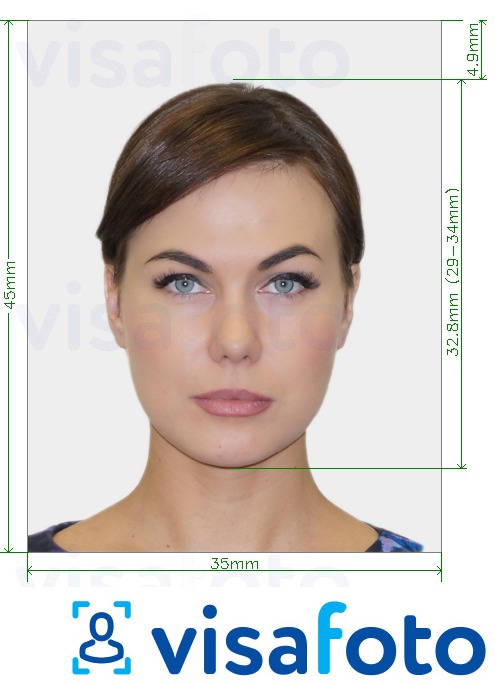Example of photo for UK Railcard 35x45 mm with exact size specification