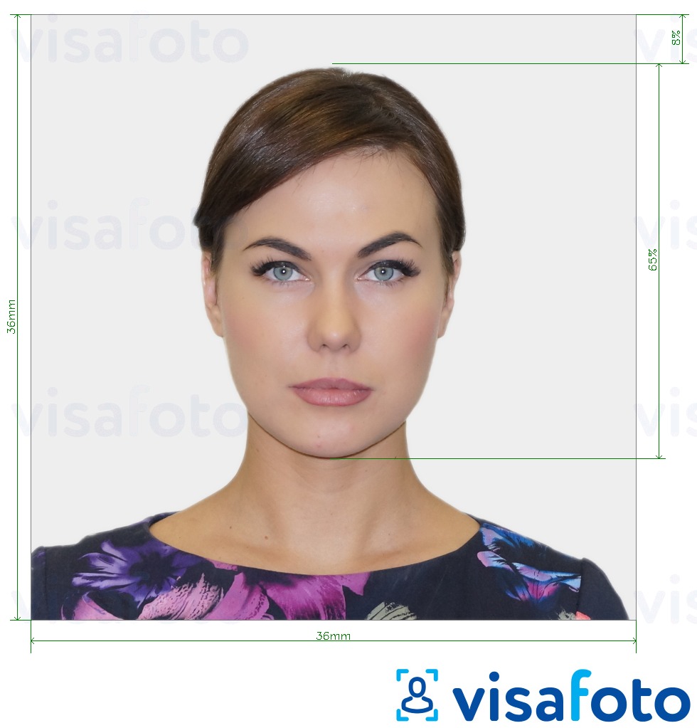 Example of photo for Greek ID card 3.6x3.6 cm (36x36 mm) with exact size specification