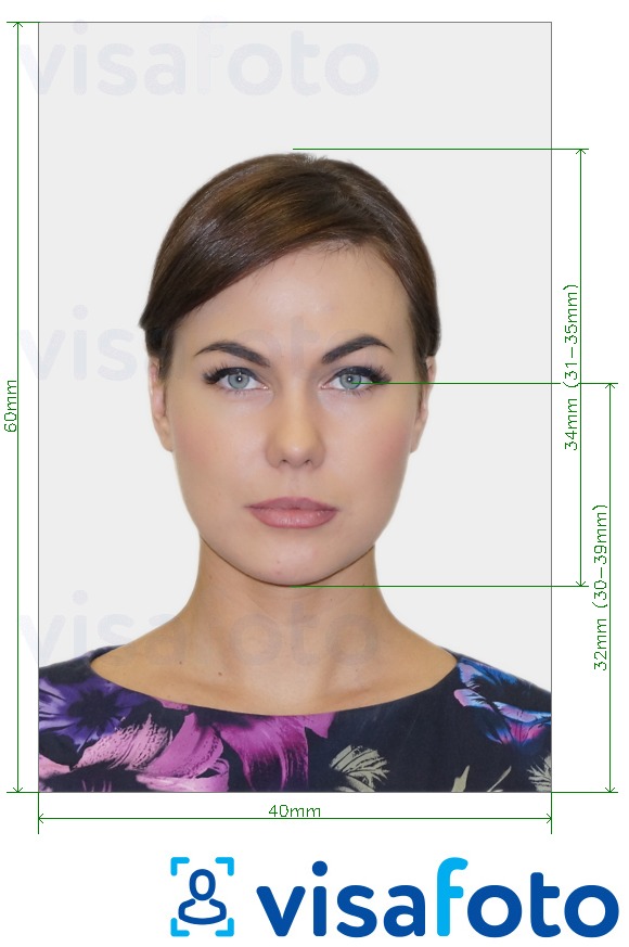 Esempio di foto per Grecia Passaporto 40x60 mm (4x6 cm) con specifiche delle dimensioni esatte