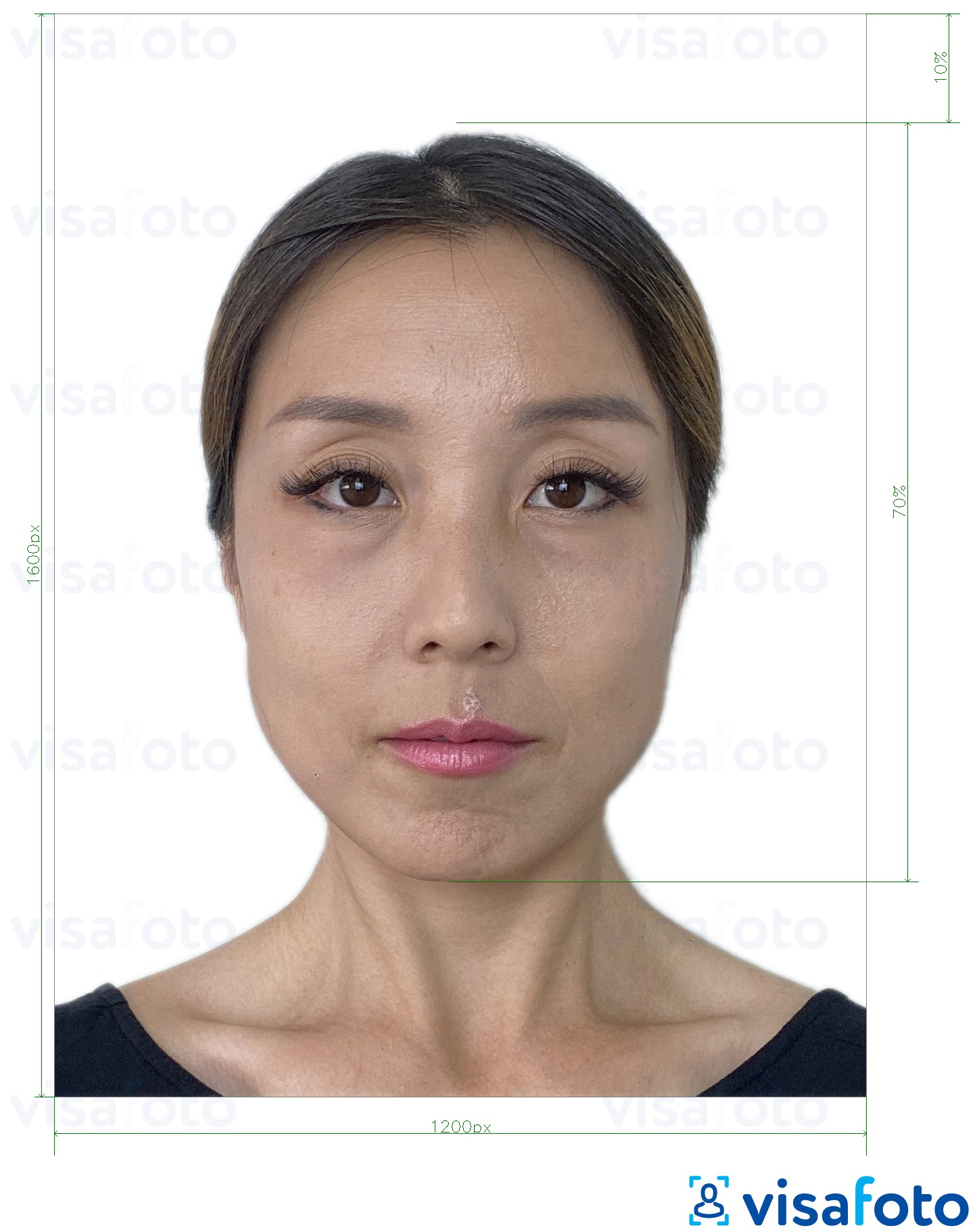Result example: a correct visa or passport photo that you will receive